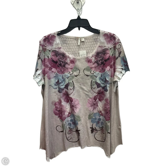 Top Short Sleeve By C Est. 1946 In Grey & Purple, Size: Xl