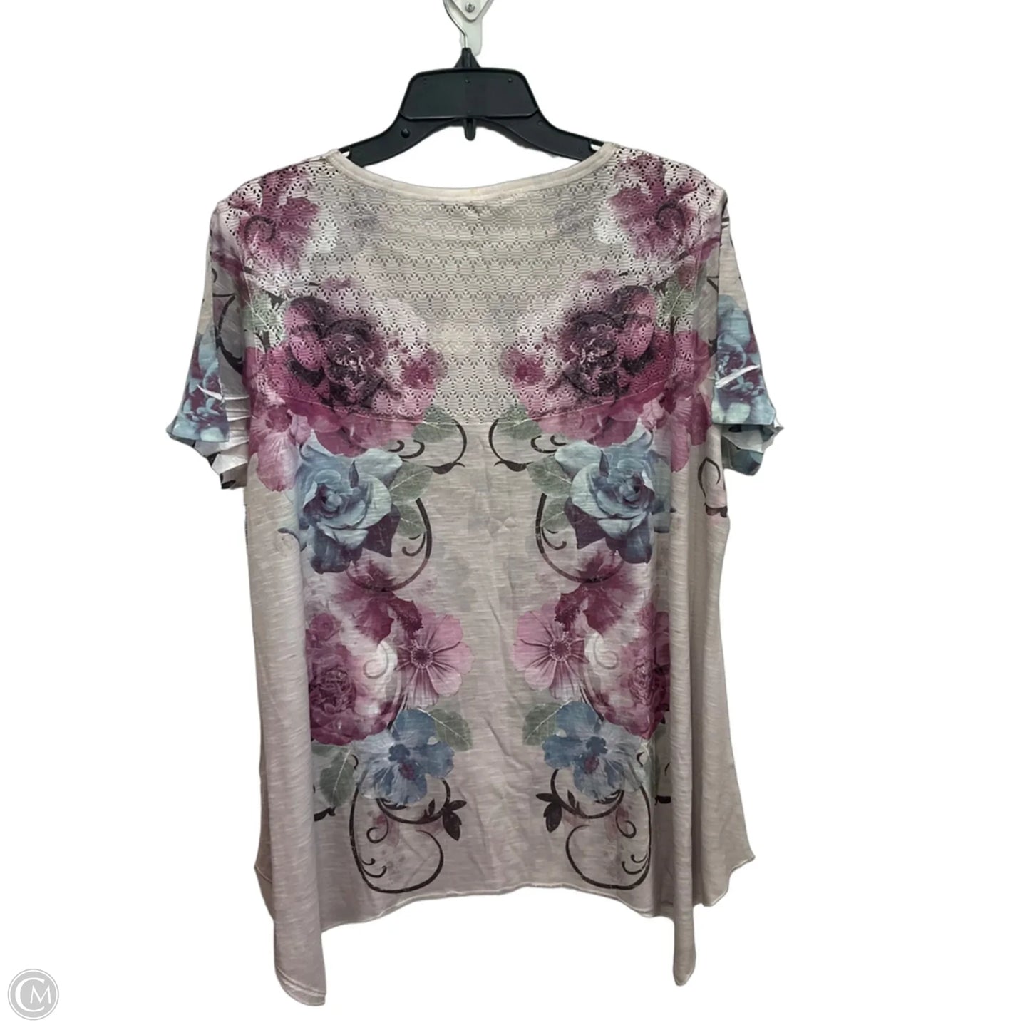 Top Short Sleeve By C Est. 1946 In Grey & Purple, Size: Xl