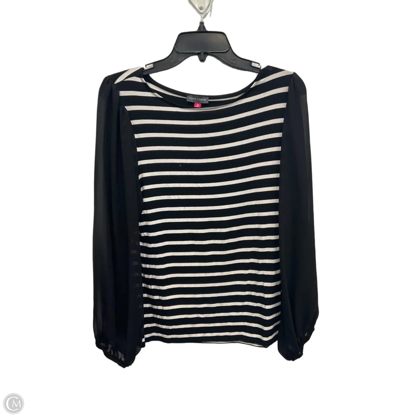 Top Long Sleeve By Vince Camuto In Black & White, Size: M