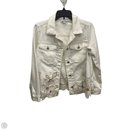 Jacket Denim By Chicos In White Denim, Size: S