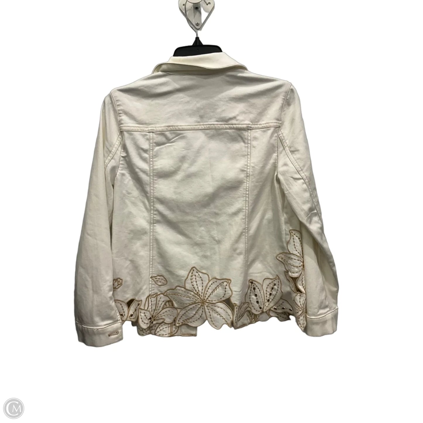 Jacket Denim By Chicos In White Denim, Size: S