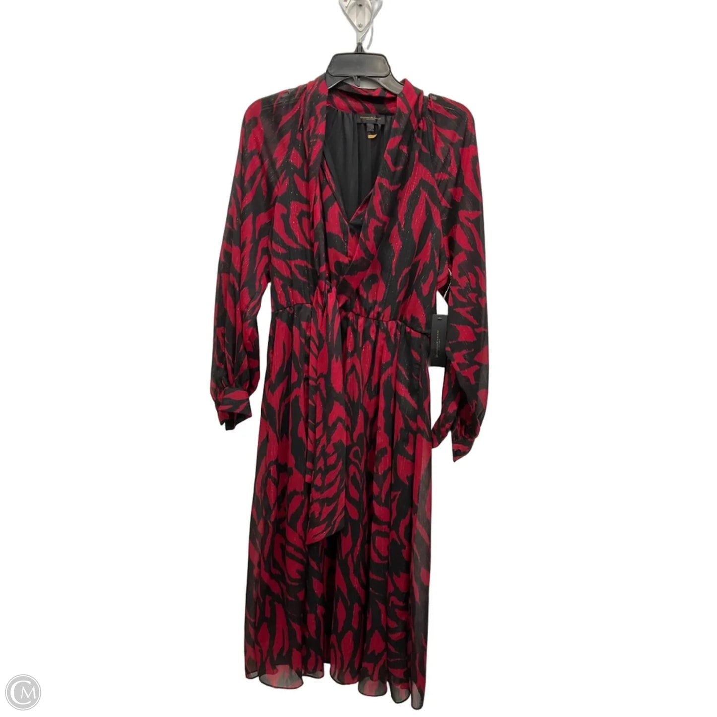 Dress Party Midi By Donna Karan In Black & Red, Size: M