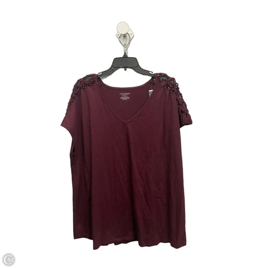 Top Short Sleeve By Lane Bryant In Maroon, Size: 1x