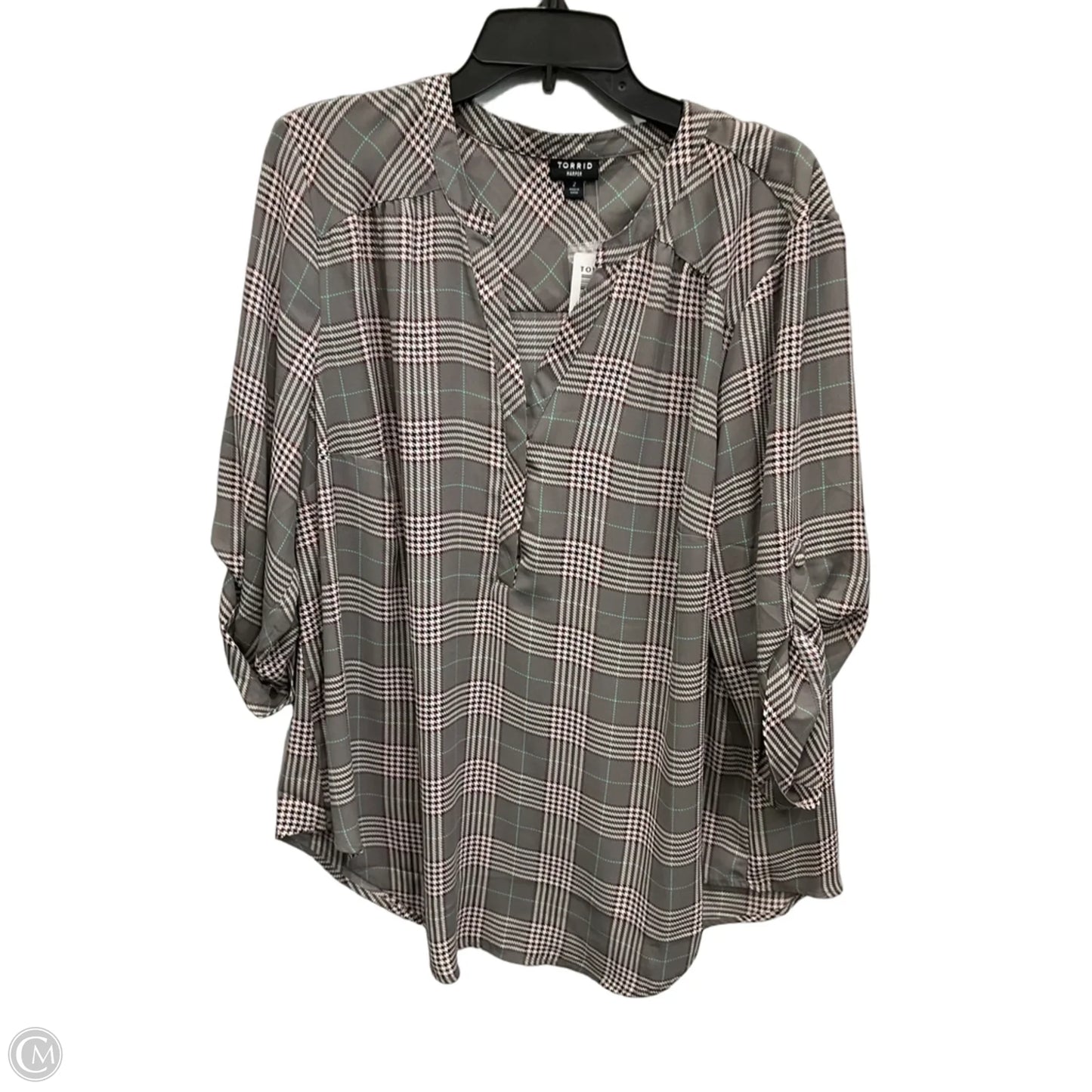 Top 3/4 Sleeve By Torrid In Grey, Size: 2x