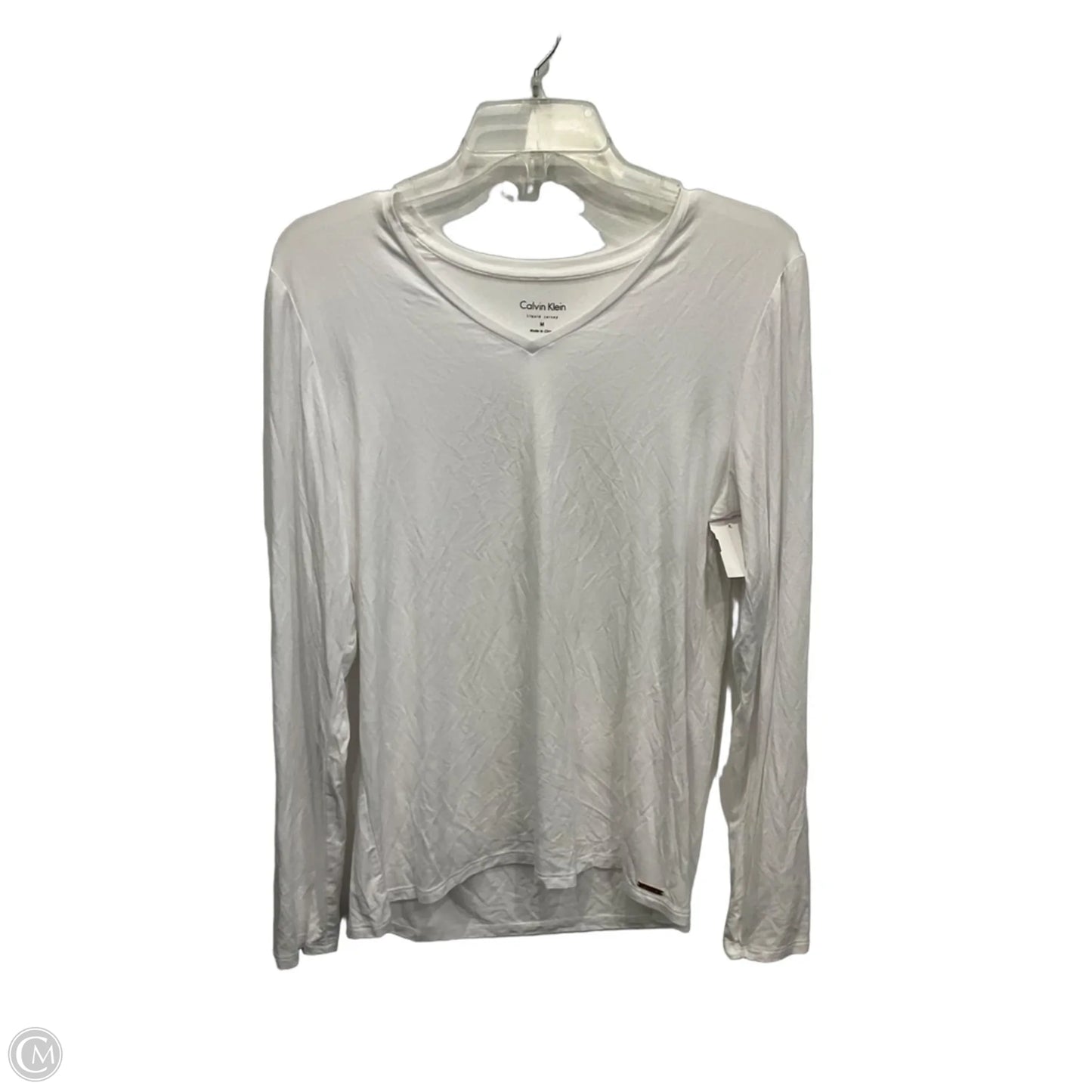 Top Long Sleeve By Calvin Klein In White, Size: M