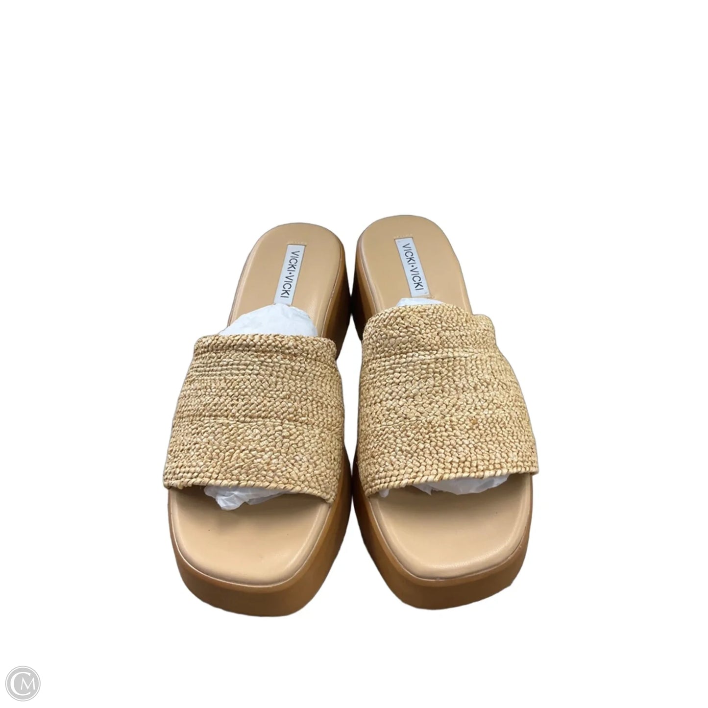 Sandals Heels Platform By Clothes Mentor In Tan, Size: 7.5