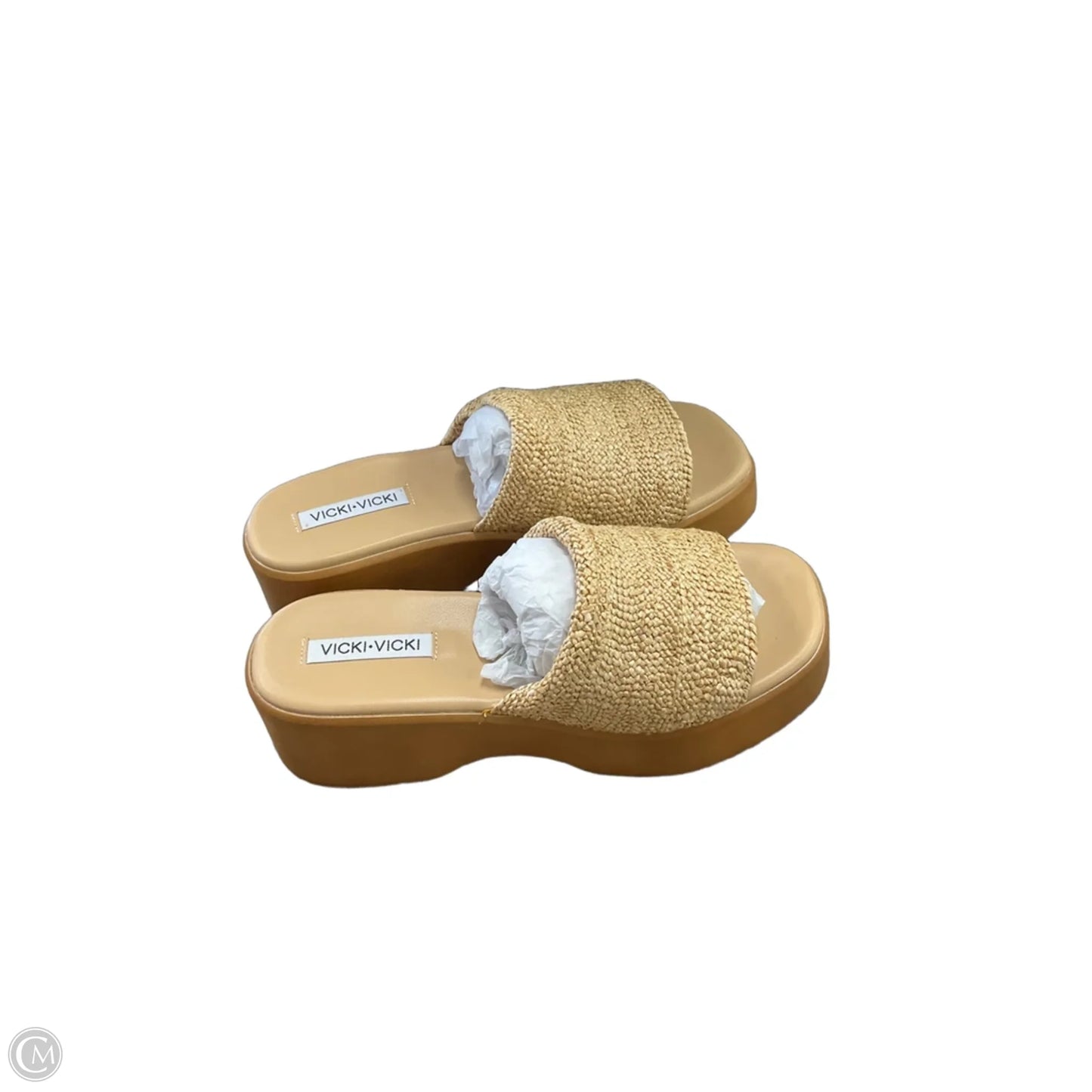 Sandals Heels Platform By Clothes Mentor In Tan, Size: 7.5