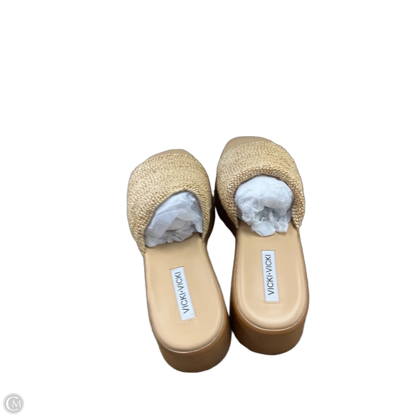 Sandals Heels Platform By Clothes Mentor In Tan, Size: 7.5