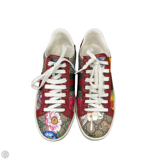 Shoes Luxury Designer By Gucci In Floral Print, Size: 7