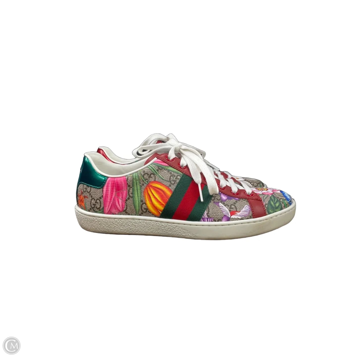 Shoes Luxury Designer By Gucci In Floral Print, Size: 7