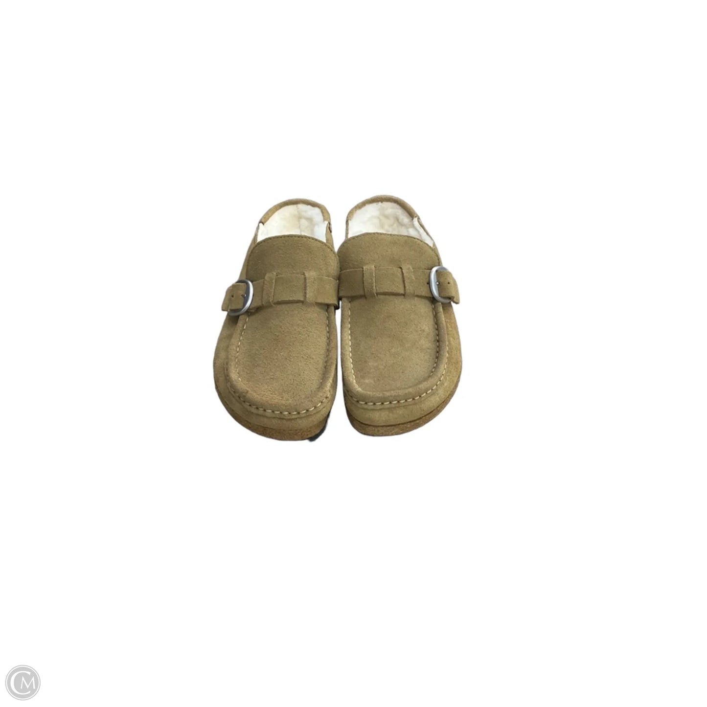 Shoes Flats By Birkenstock In Brown & Cream, Size: 7.5