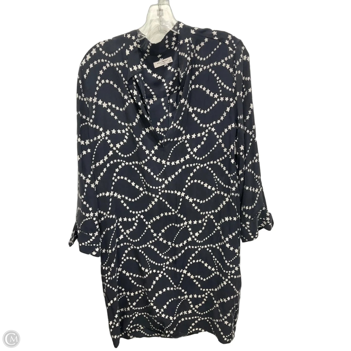 Dress Casual Midi By Equipment In Grey & White, Size: L