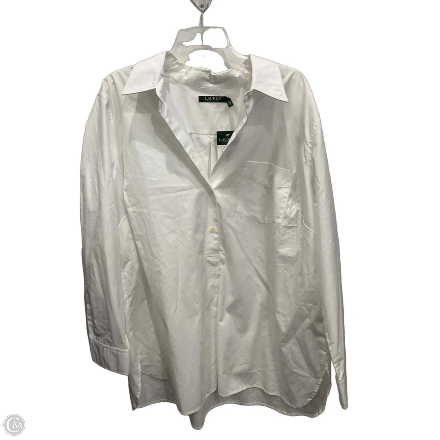 Blouse Long Sleeve By Lauren By Ralph Lauren In White, Size: 2x