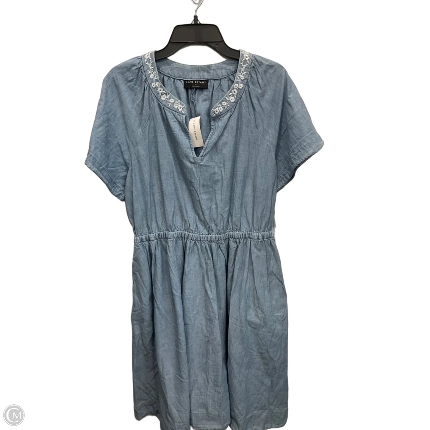 lane bryant denim dress Split-Neck Tie-Waist Denim Dress