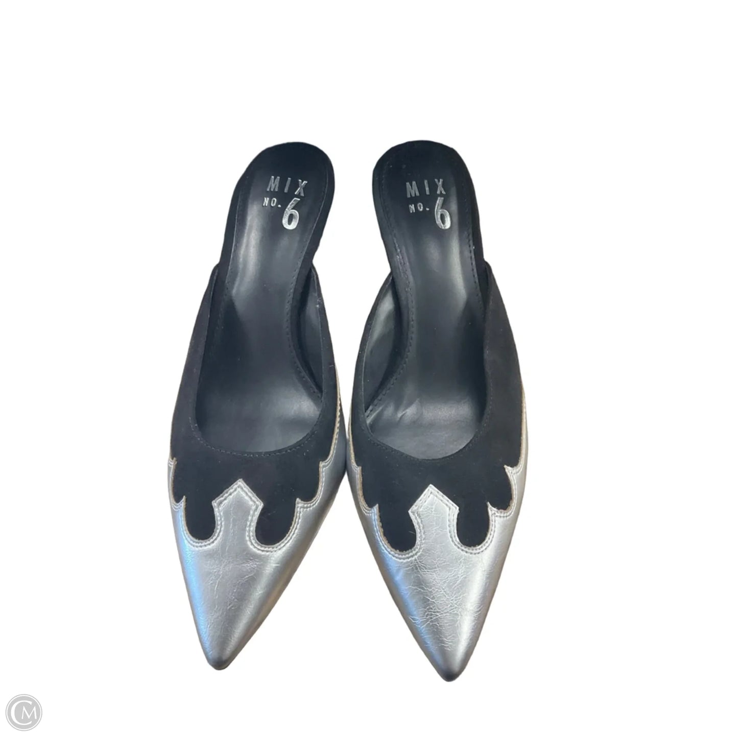 Shoes Heels Kitten By Mix No 6 In Black & Silver, Size: 8