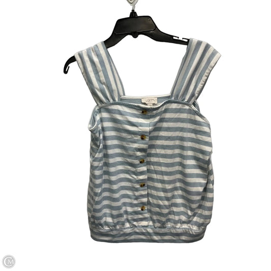 Top Sleeveless By Loft In Blue & White, Size: L