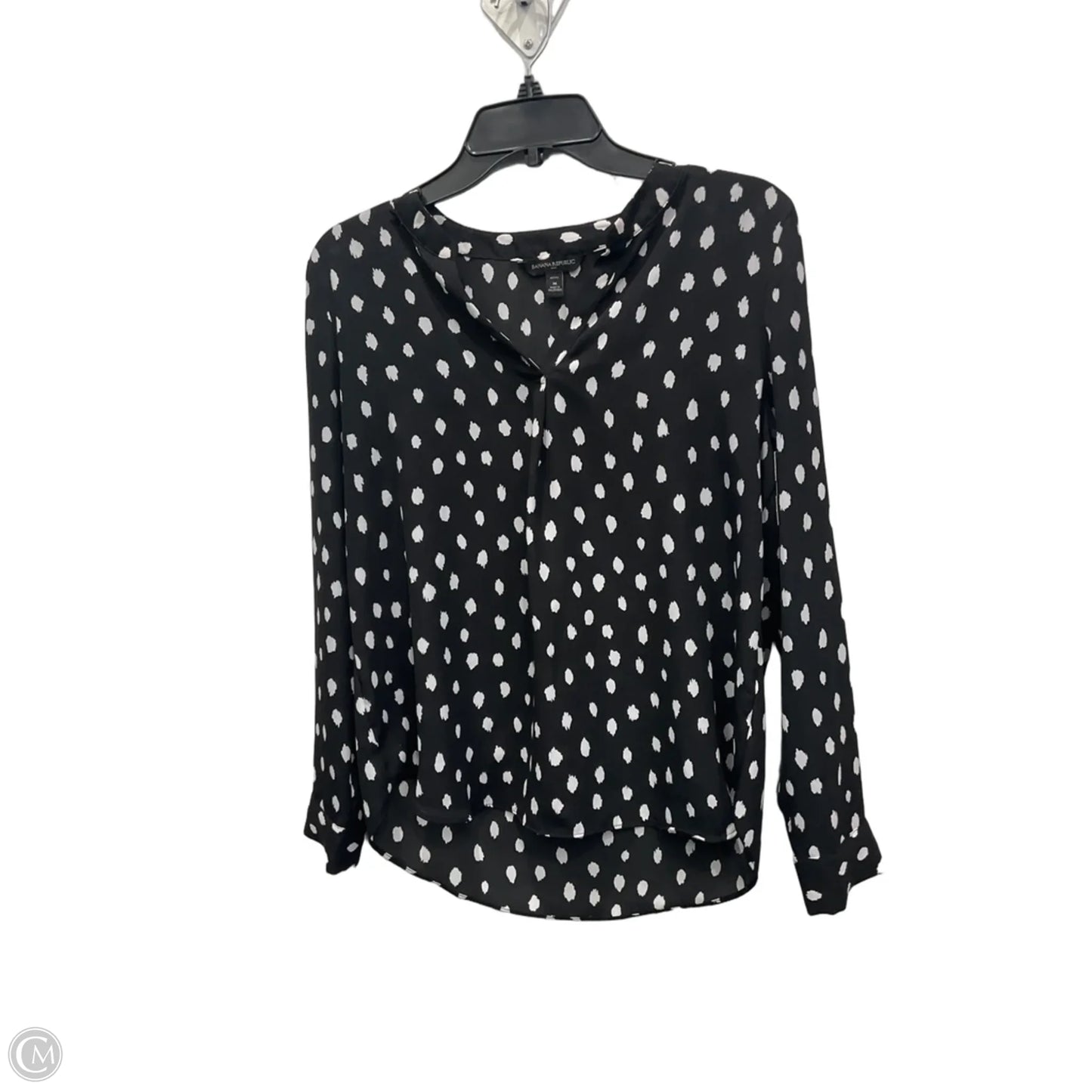 Blouse Long Sleeve By Banana Republic In Black & White, Size: M
