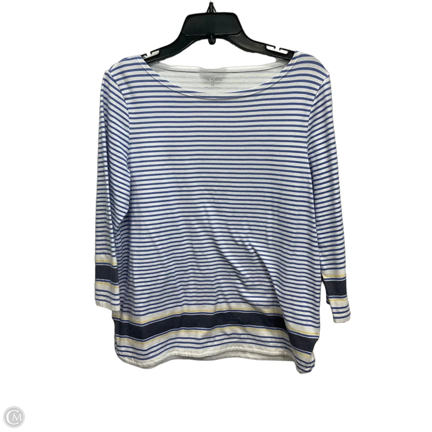 Top 3/4 Sleeve By Talbots In Blue & White, Size: M