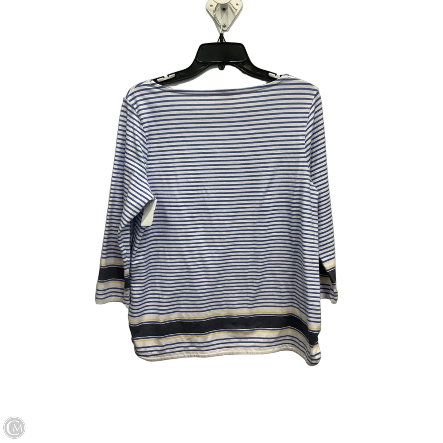 Top 3/4 Sleeve By Talbots In Blue & White, Size: M