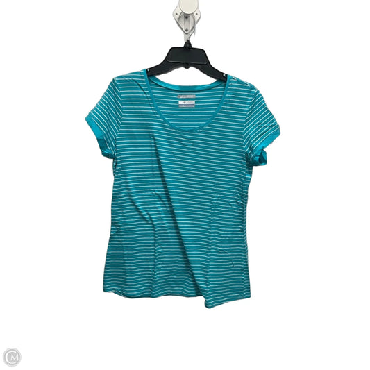 Athletic Top Short Sleeve By Columbia In Blue & White, Size: L