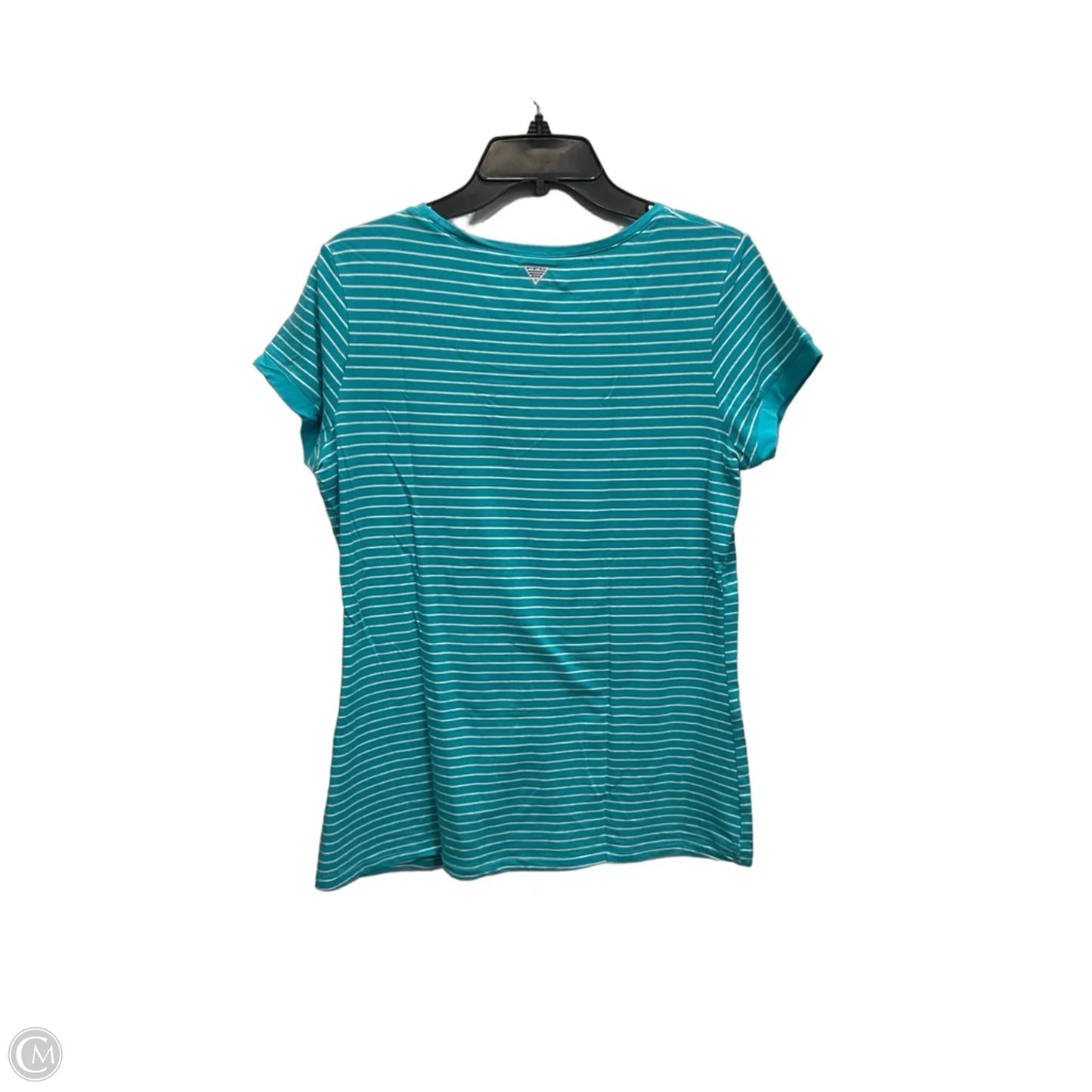 Athletic Top Short Sleeve By Columbia In Blue & White, Size: L