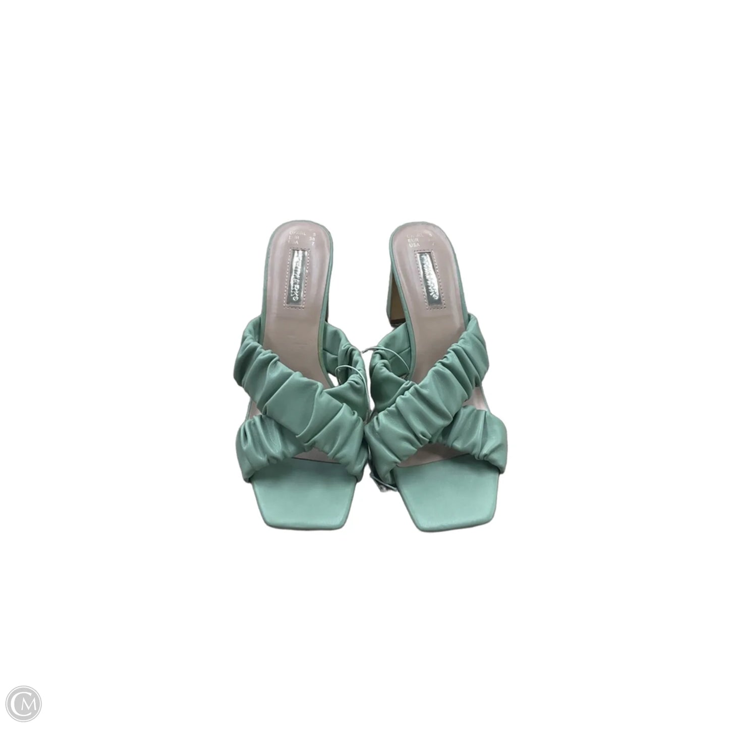Sandals Heels Block By Primark In Green, Size: 7