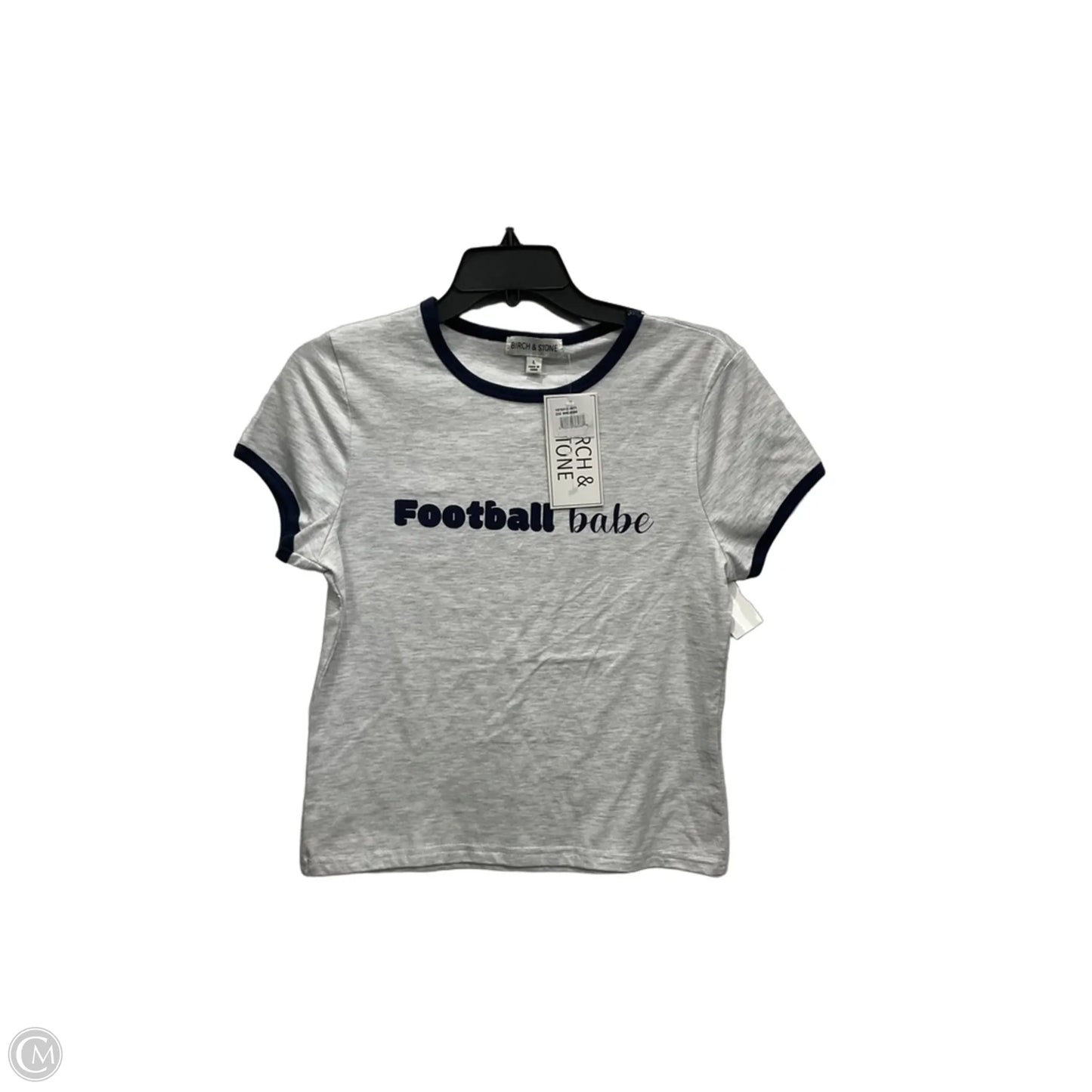 Top Short Sleeve Basic By Clothes Mentor In Blue & Grey, Size: L