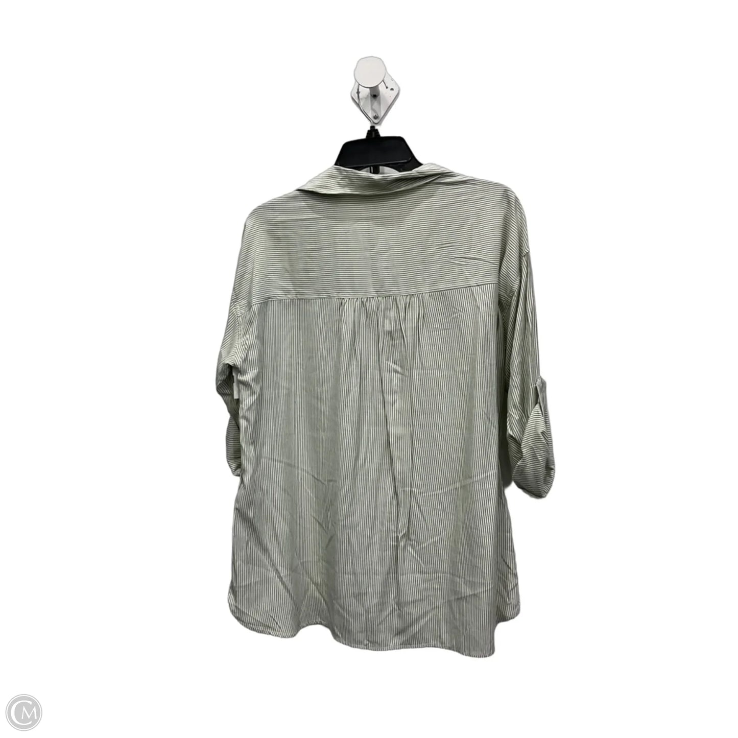 Blouse 3/4 Sleeve By Max Studio In Green & White, Size: Xs