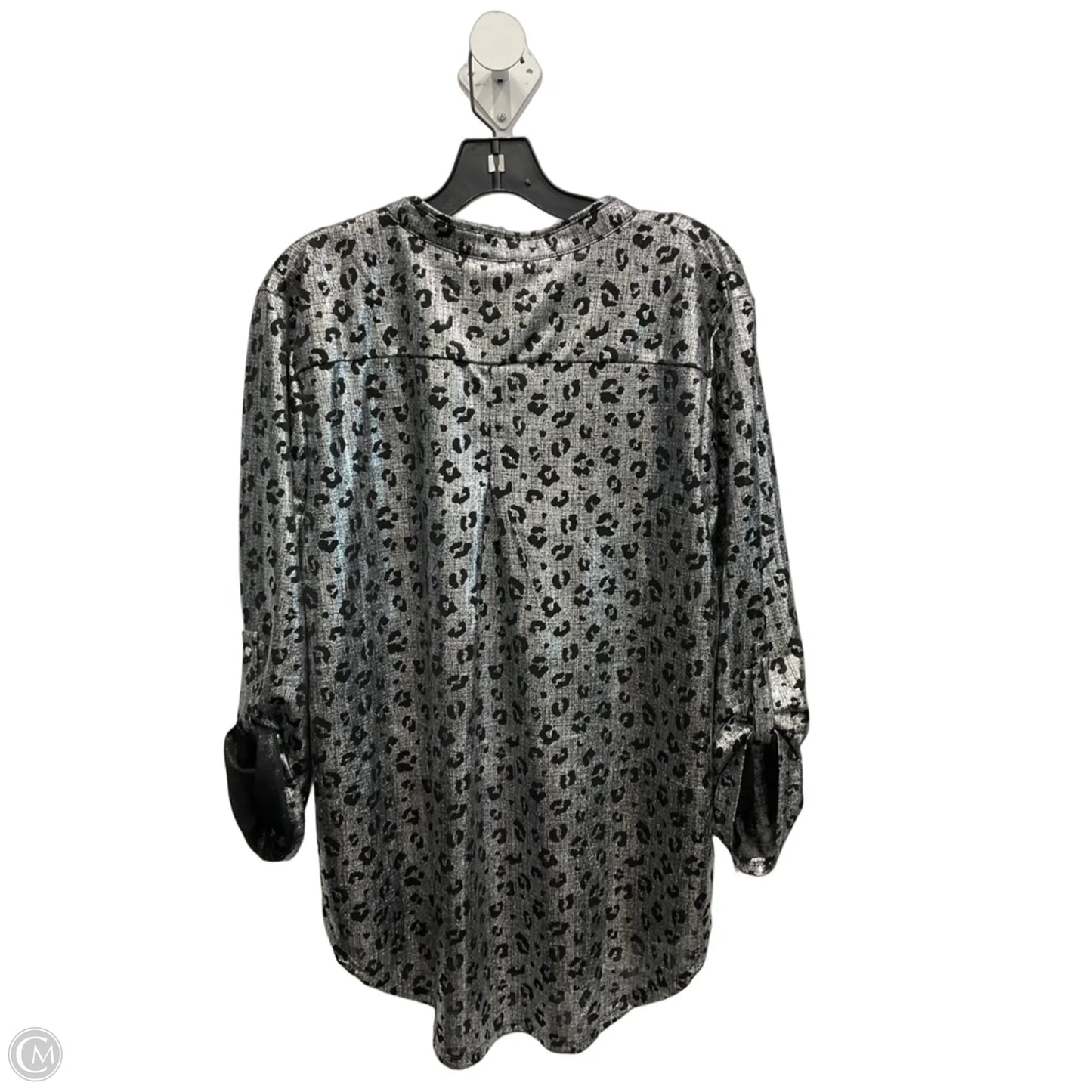 Top Long Sleeve By Cato In Black & Silver, Size: Xl