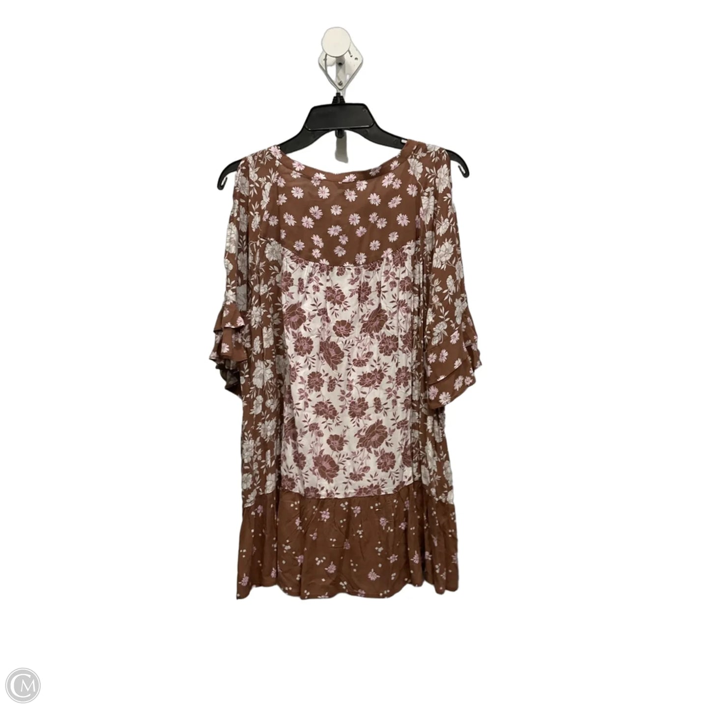 Top Short Sleeve By Cato In Brown & Pink, Size: Xl