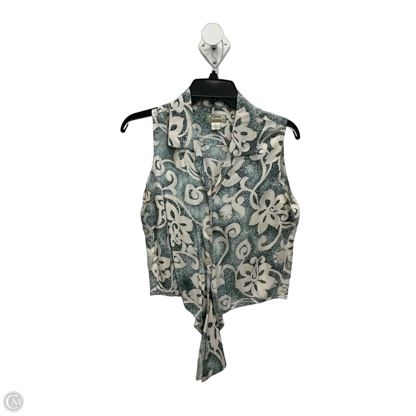 Blouse Sleeveless By Tommy Bahama In Green & White, Size: S