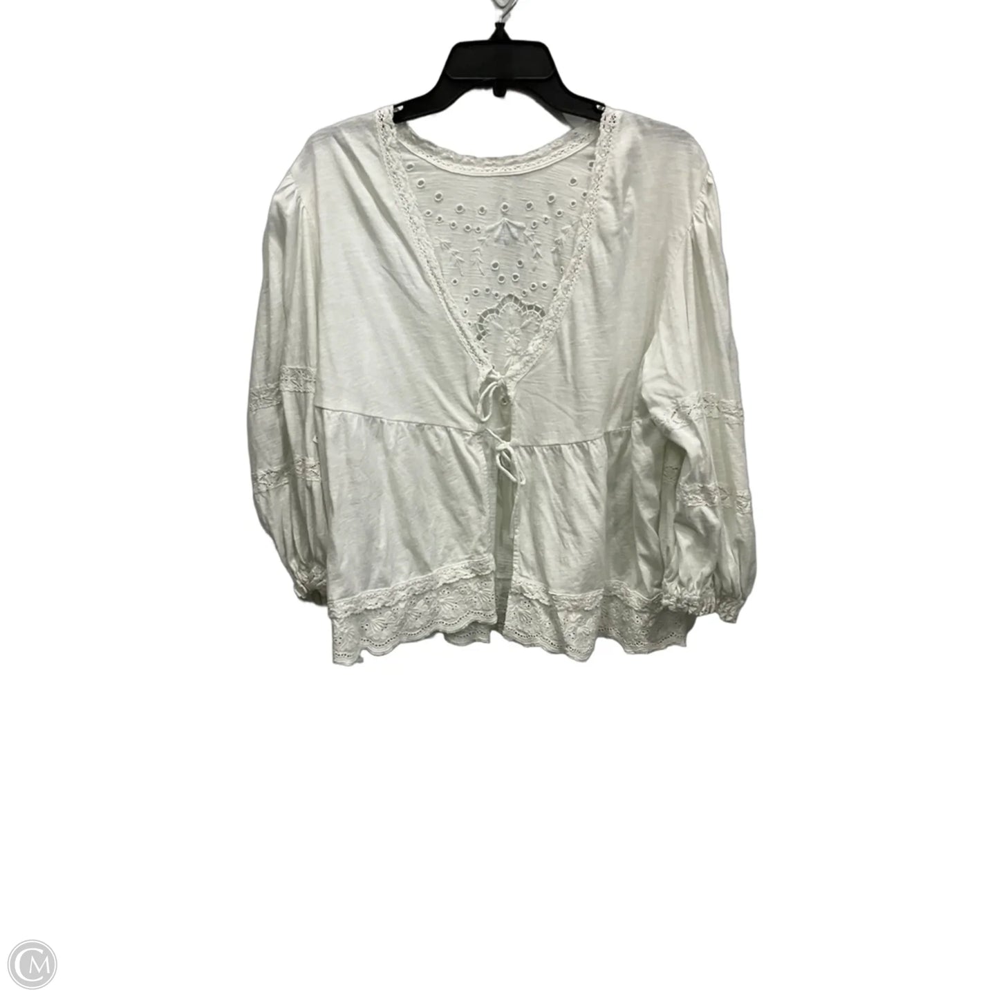 Top 3/4 Sleeve By Free People In White, Size: L