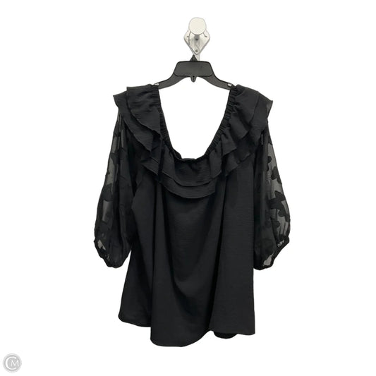 Top Long Sleeve By Cato In Black, Size: 3x