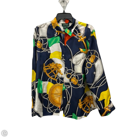 Blouse Long Sleeve By Lauren By Ralph Lauren In Multi-colored, Size: Xl