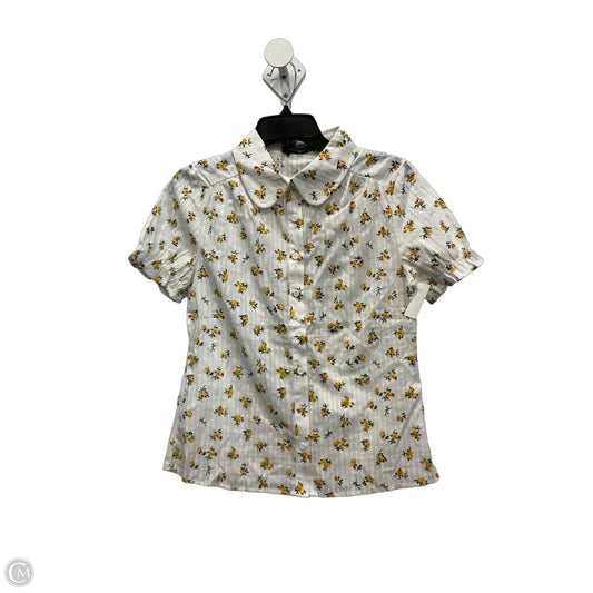 Blouse Short Sleeve By Allegra K In White & Yellow, Size: Xs