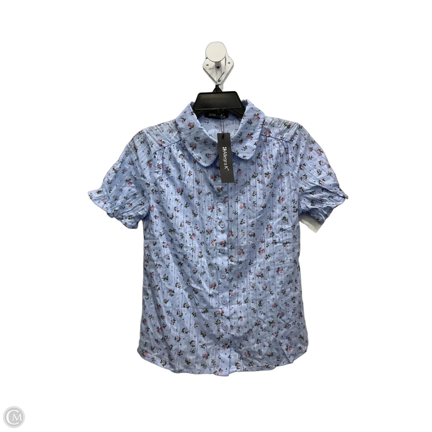 Blouse Short Sleeve By Allegra K In Blue, Size: Xs