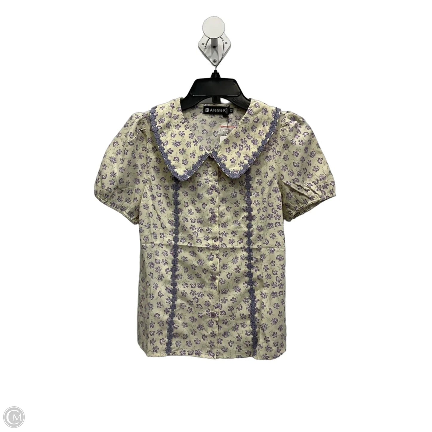 Blouse Short Sleeve By Allegra K In Purple & Yellow, Size: Xs