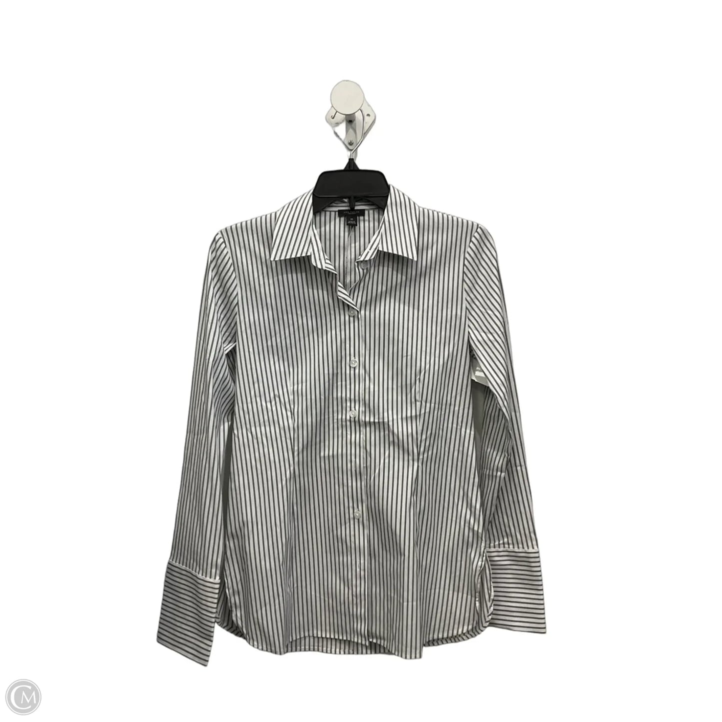 Blouse Long Sleeve By Ann Taylor In Black & White, Size: Xs