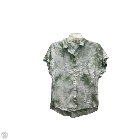 Blouse Short Sleeve By Cloth & Stone In Green & White, Size: Xs