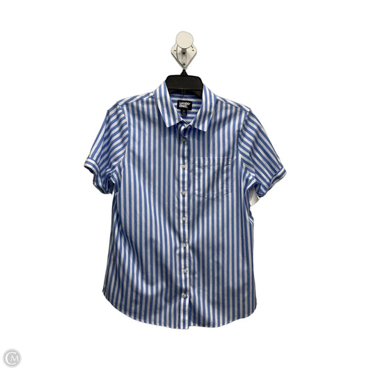 Blouse Short Sleeve By Lands End In Blue & White, Size: Xs