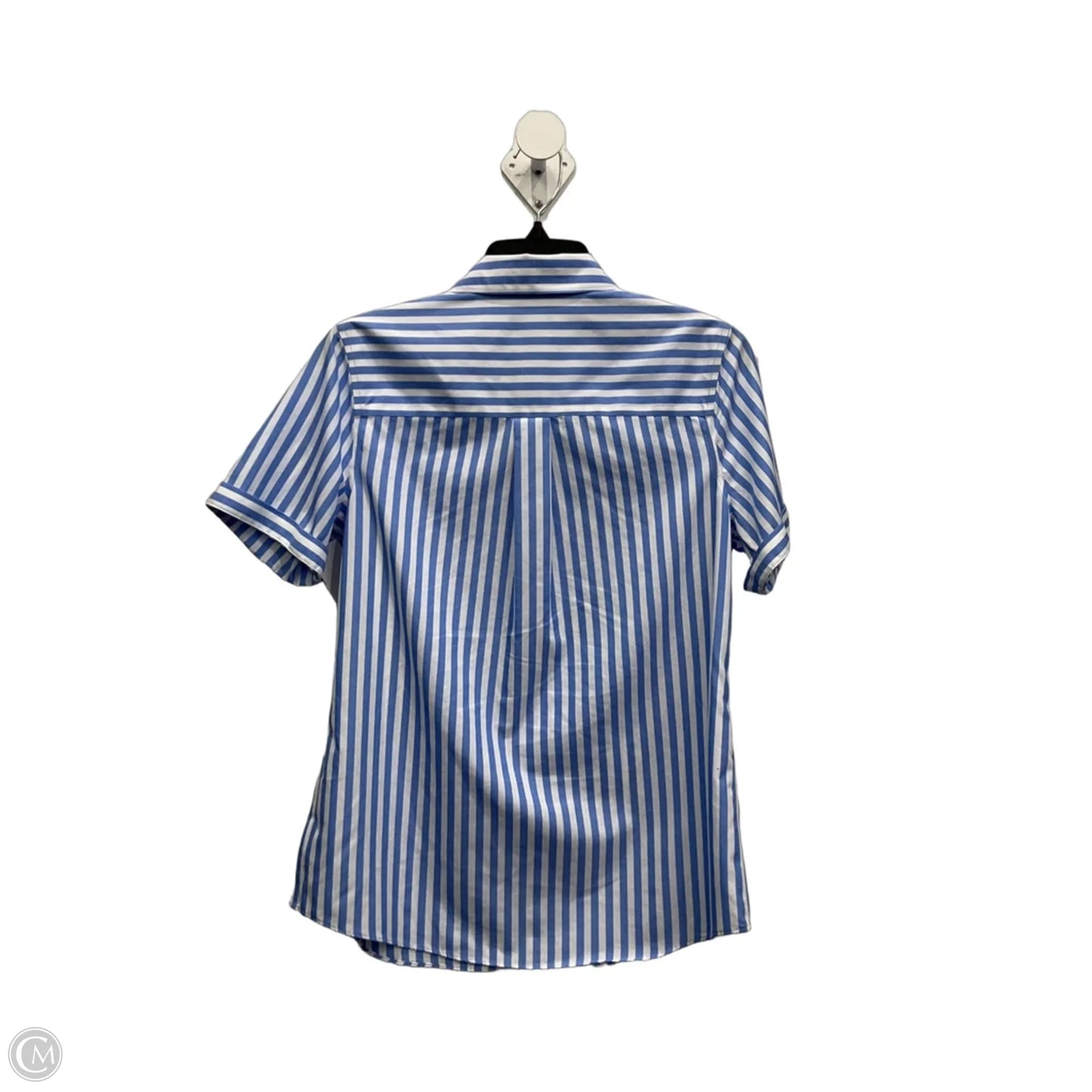 Blouse Short Sleeve By Lands End In Blue & White, Size: Xs