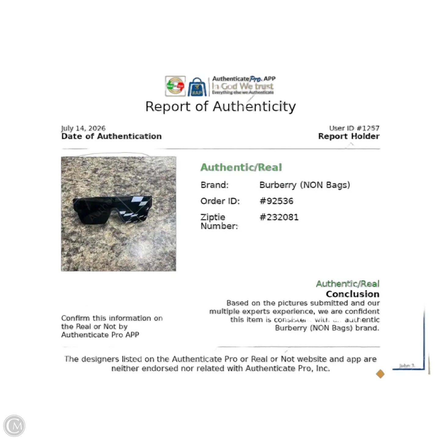 Sunglasses Luxury Designer By Burberry, Size: