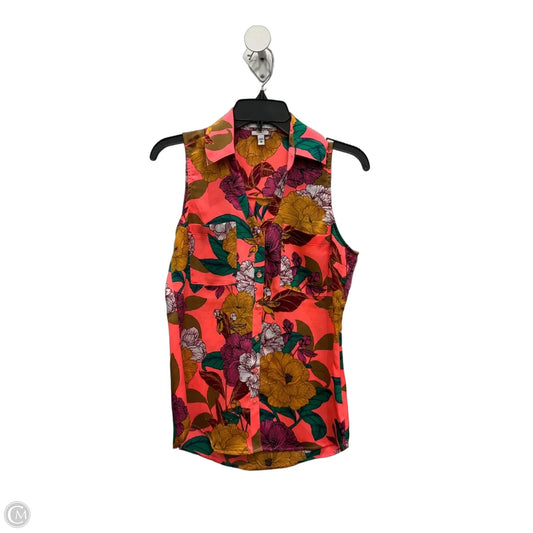 Blouse Sleeveless By Express In Tropical Print, Size: Xs