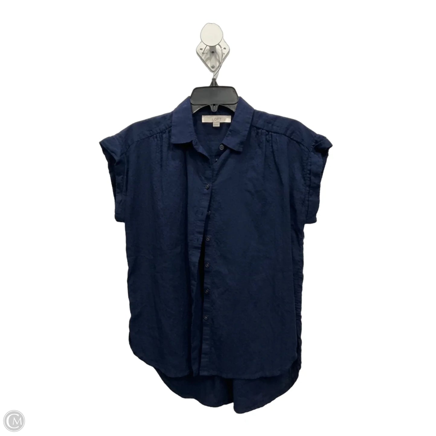 Blouse Short Sleeve By Loft In Navy, Size: Xs