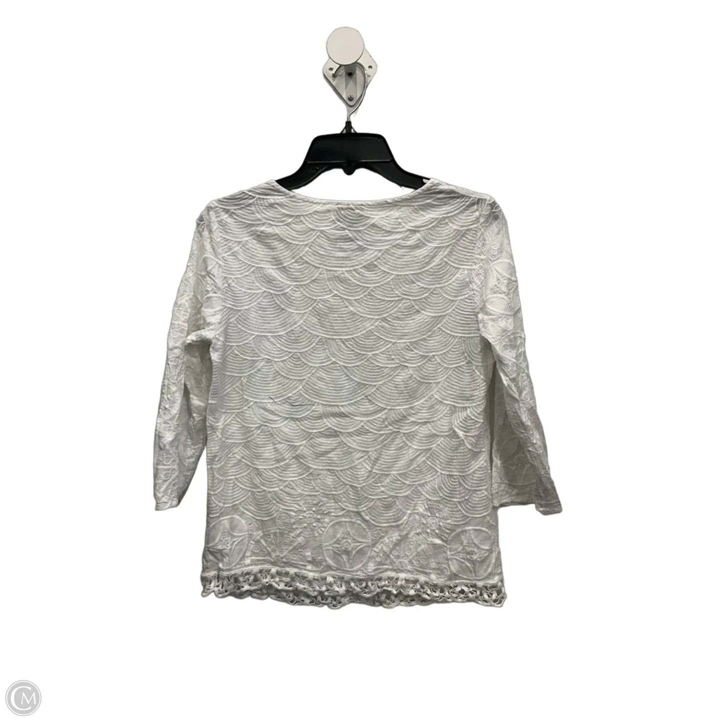 Top 3/4 Sleeve By Chicos In White, Size: S