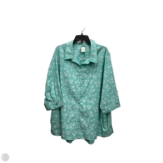 Blouse 3/4 Sleeve By Blair In Blue, Size: 3x