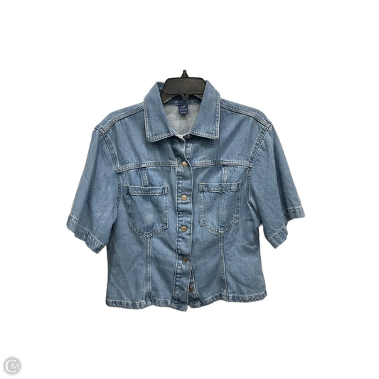 Blouse Short Sleeve By Gap In Blue Denim, Size: M