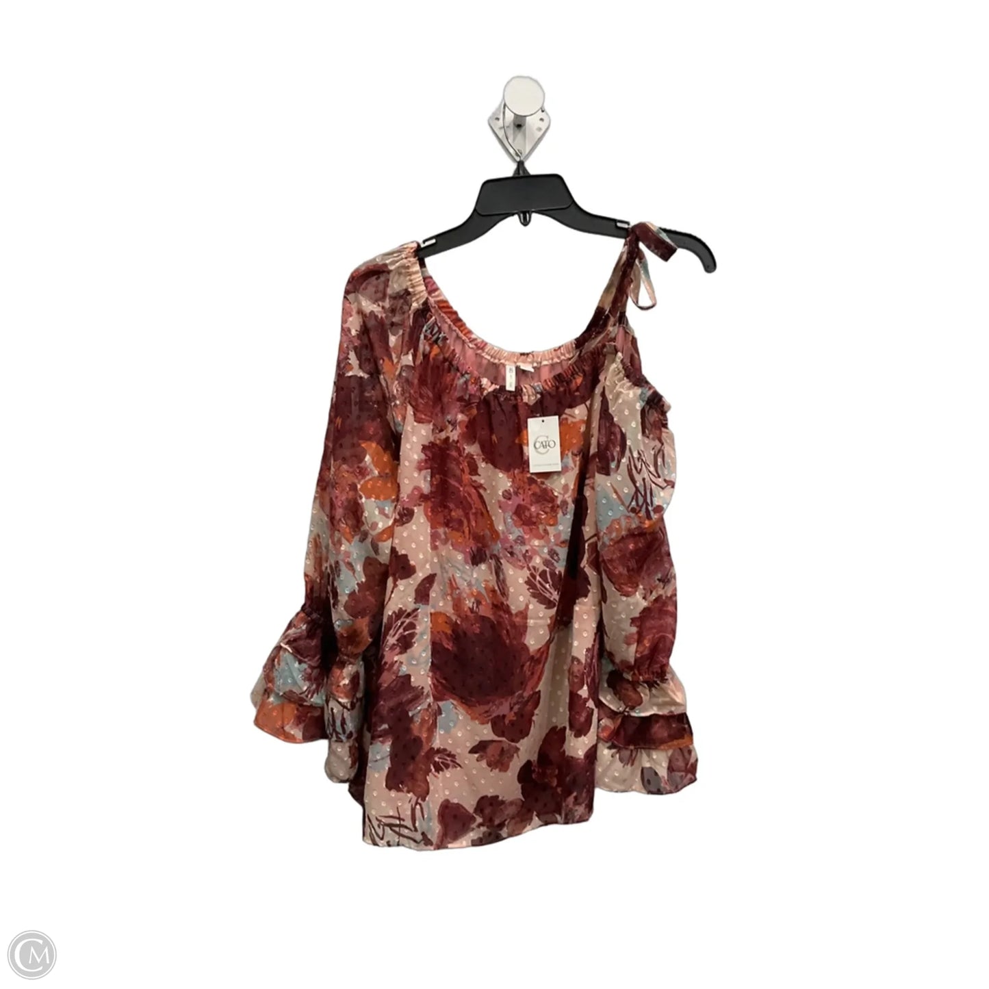 Top Long Sleeve By Cato In Pink & Red, Size: Xl