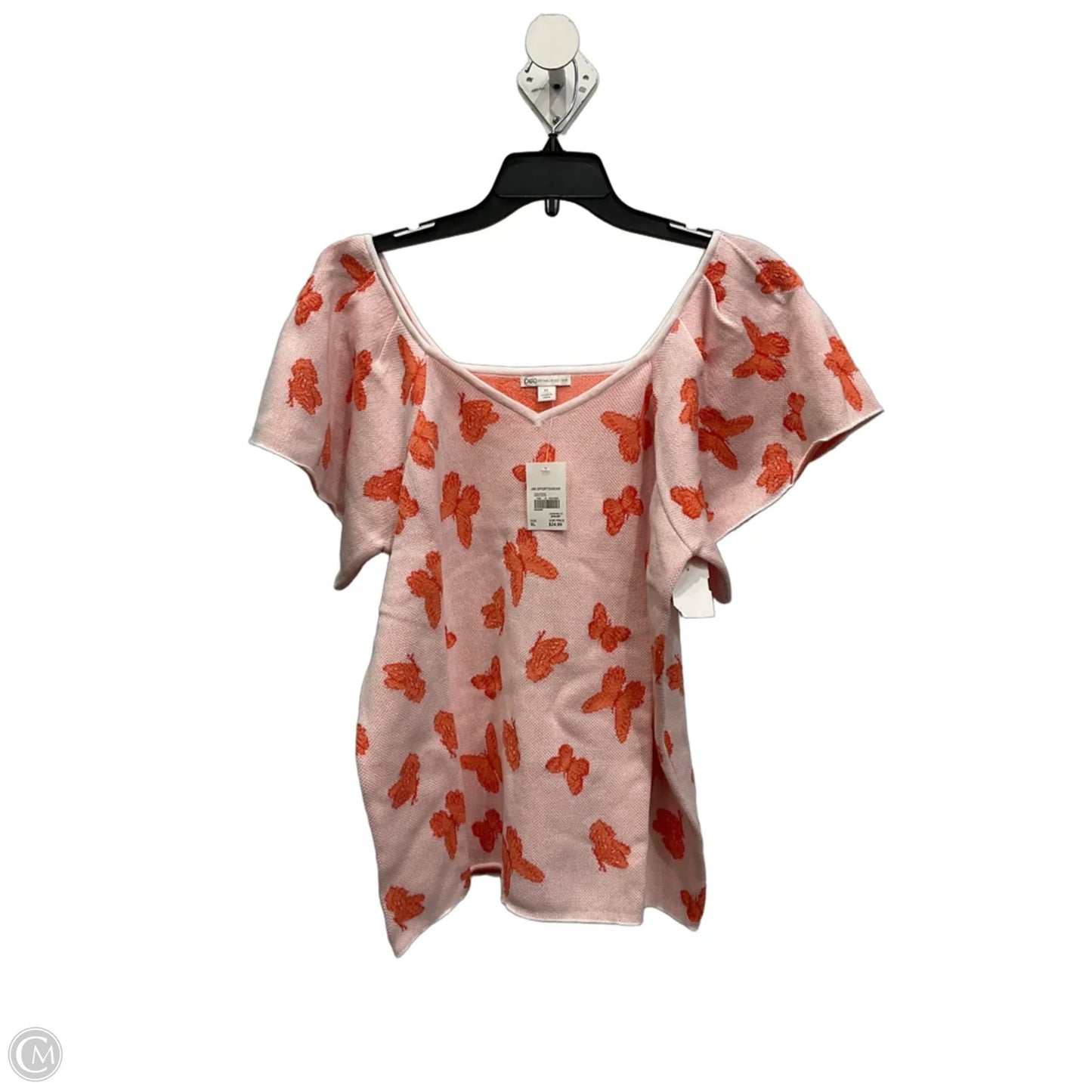 Top Short Sleeve By Cato In Orange & Pink, Size: Xl