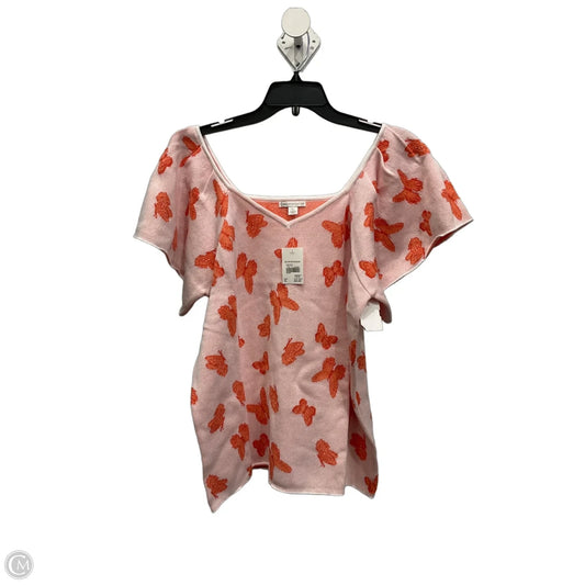 Top Short Sleeve By Cato In Orange & Pink, Size: Xl